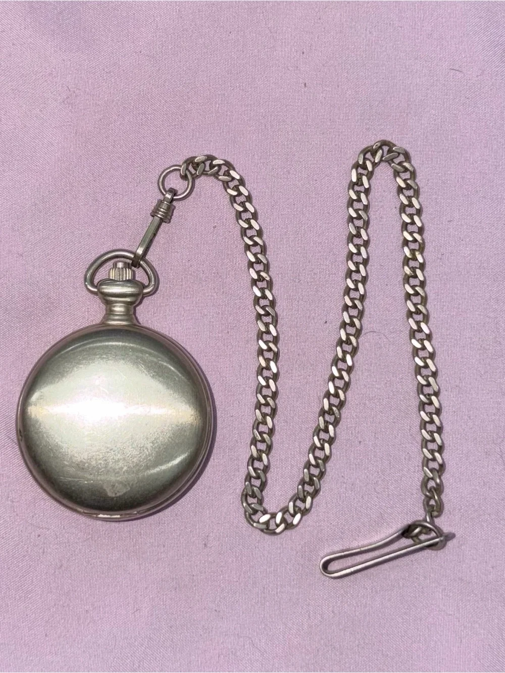 Eddie Bauer Pocket Watch with Chain Silver Tone Quartz